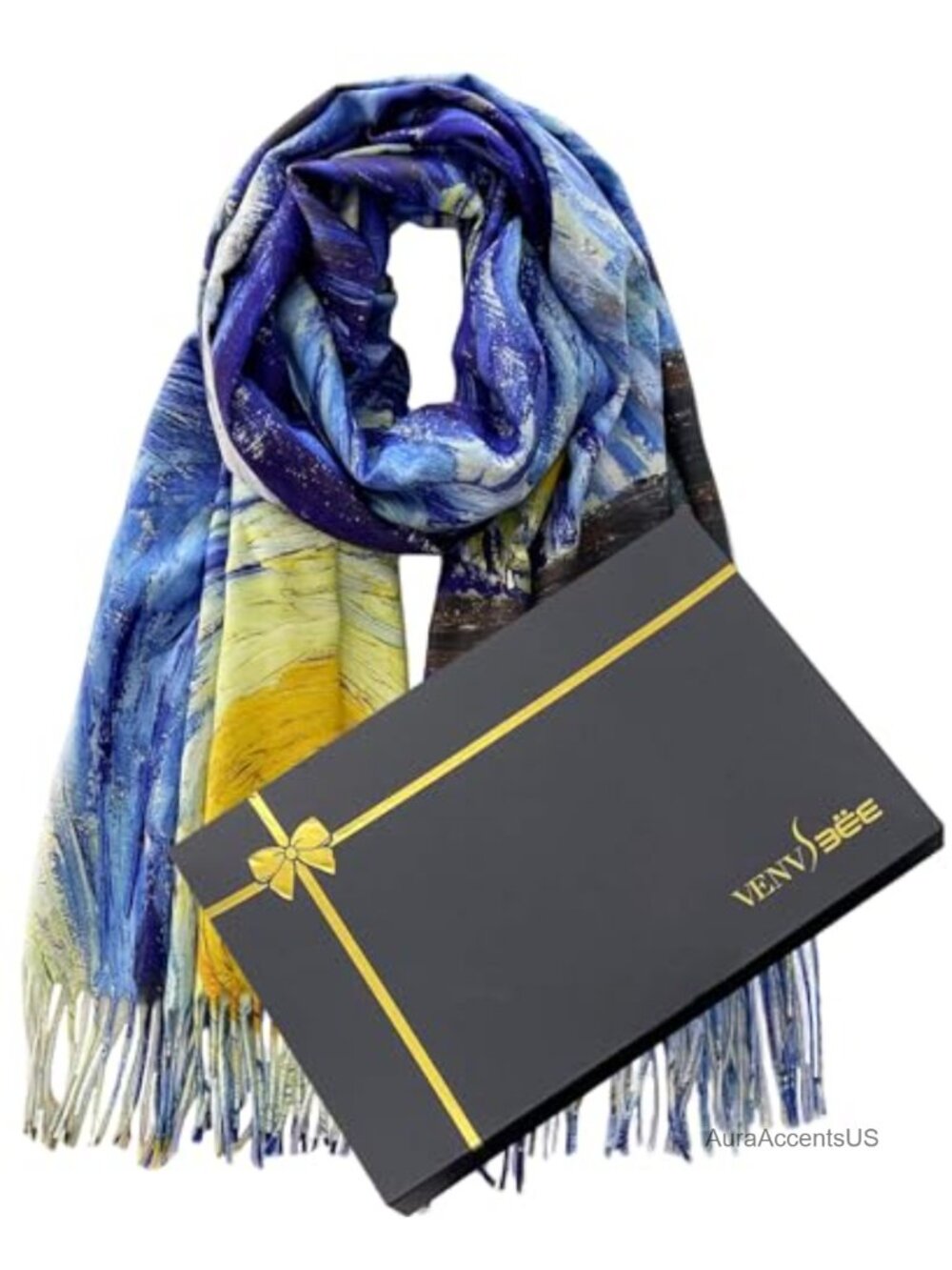 Van Gogh Art Print Reversible Pashmina Scarf Shawl Wrap Gift Box